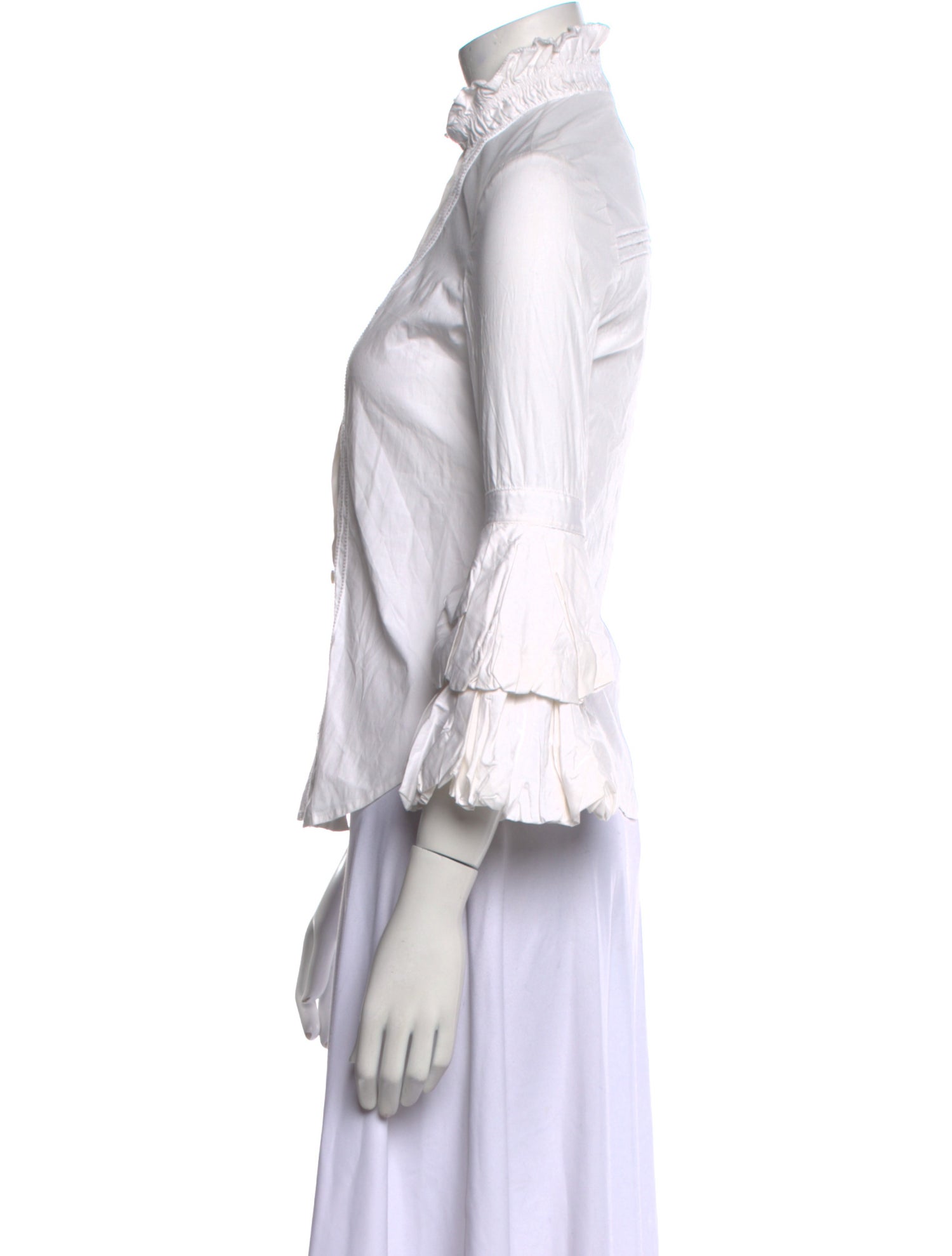 Diane von Furstenberg Three-Quarter Sleeve Button-Up Top