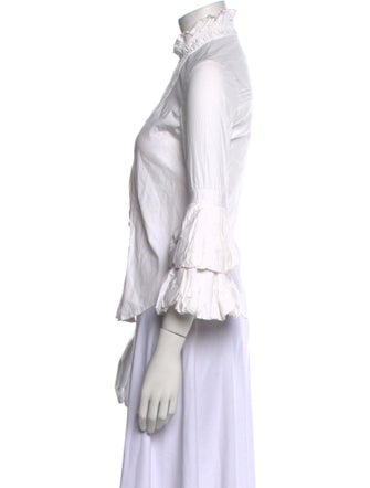 Diane von Furstenberg Three-Quarter Sleeve Button-Up Top