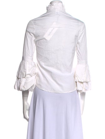 Diane von Furstenberg Three-Quarter Sleeve Button-Up Top