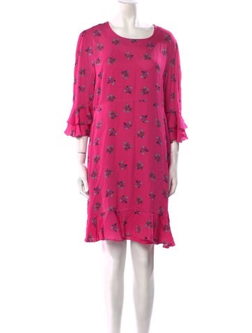 Diane von Furstenberg Dresses Floral Print Knee-Length Dress L