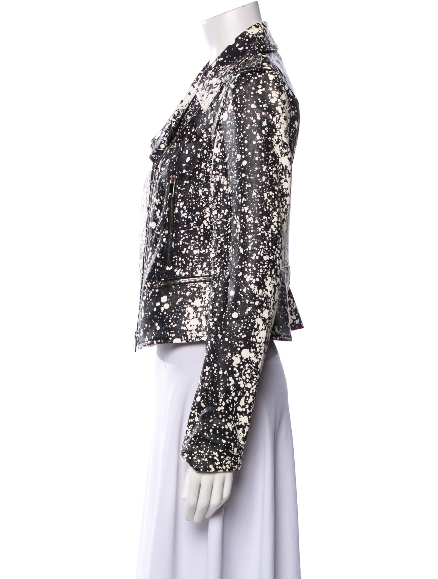 Diane von Furstenberg Leather Printed Biker Jacket