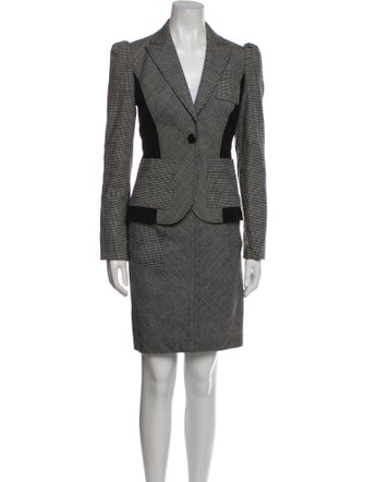 Diane von Furstenberg Wool Plaid Print Skirt Suit