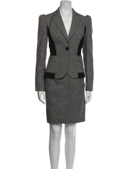 Diane von Furstenberg Wool Plaid Print Skirt Suit