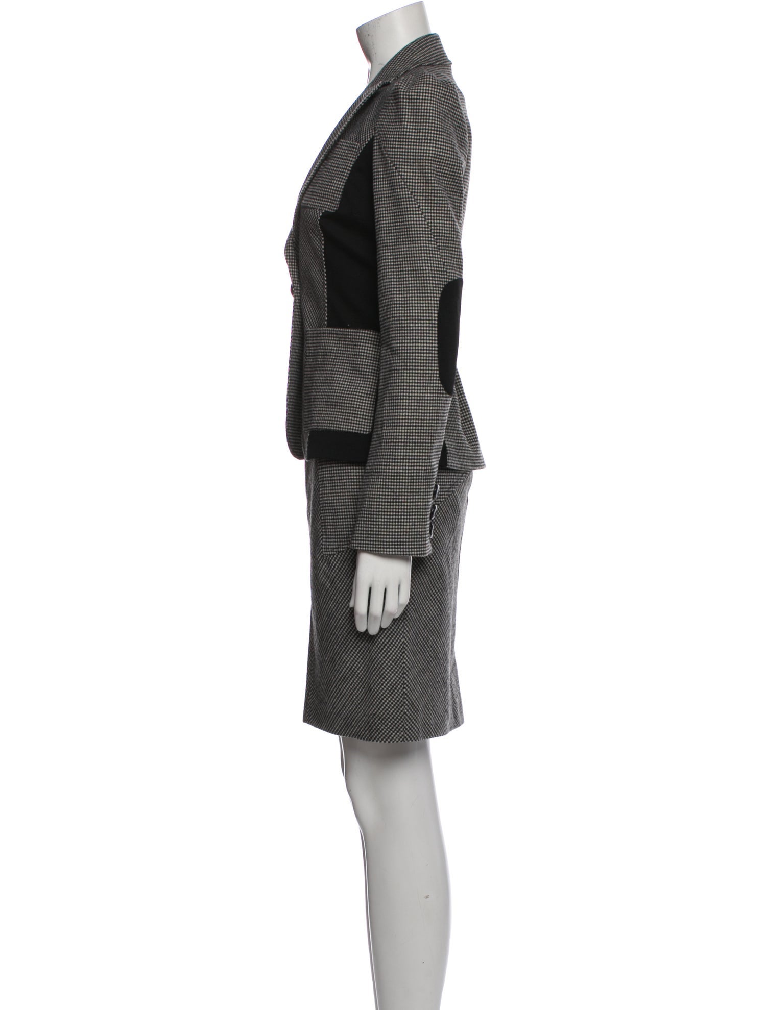 Diane von Furstenberg Wool Plaid Print Skirt Suit