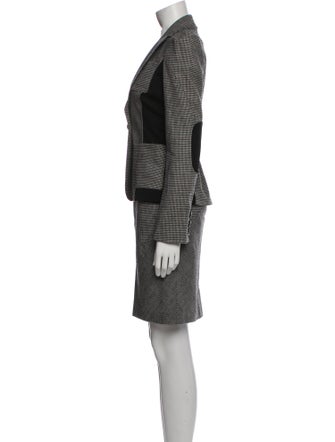 Diane von Furstenberg Wool Plaid Print Skirt Suit