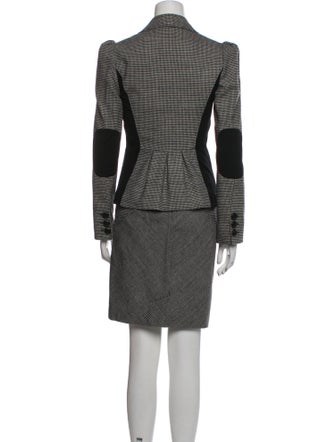 Diane von Furstenberg Wool Plaid Print Skirt Suit