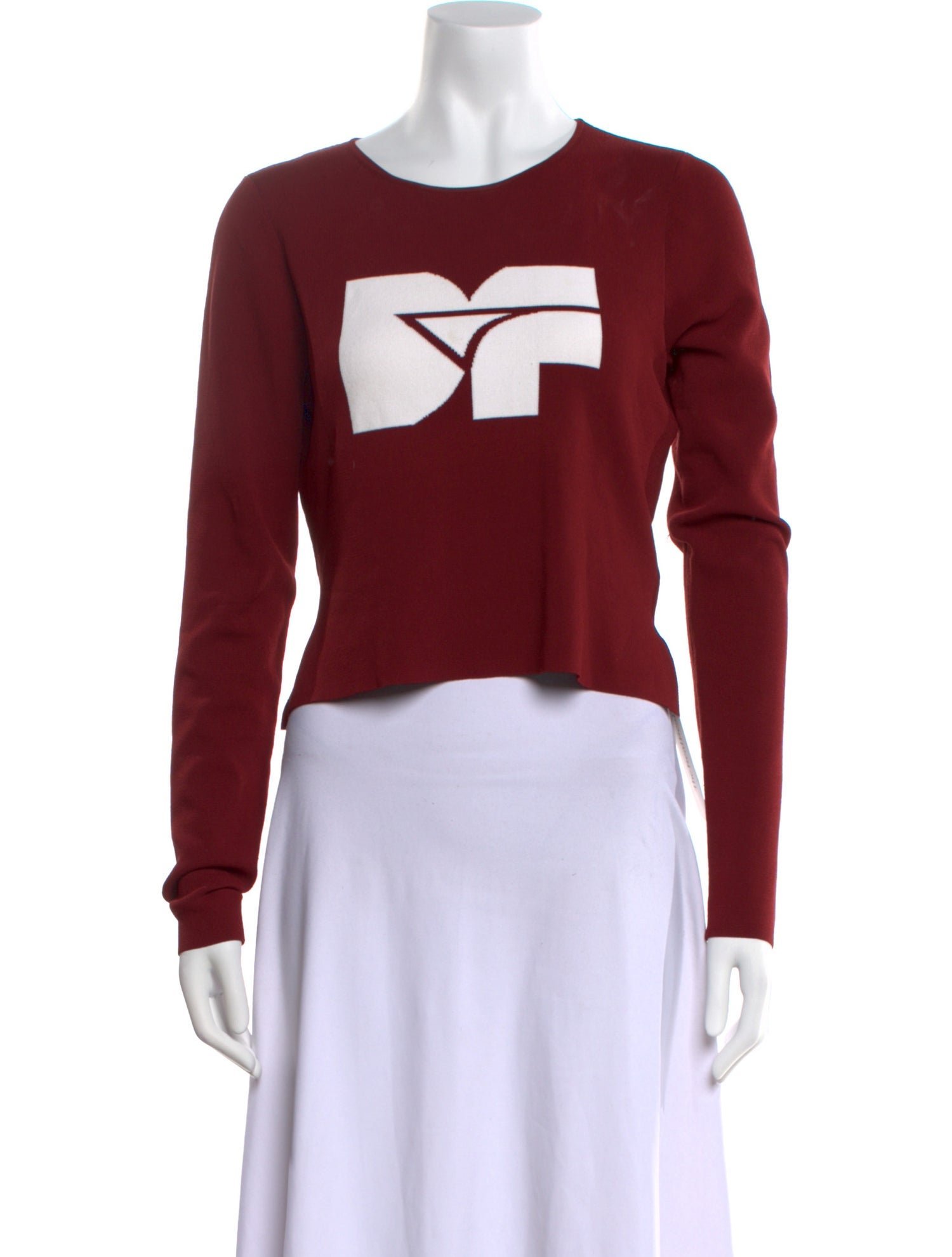 Diane von Furstenberg Graphic Print Crew Neck Crop Top