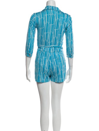 Diane von Furstenberg Silk Striped Romper