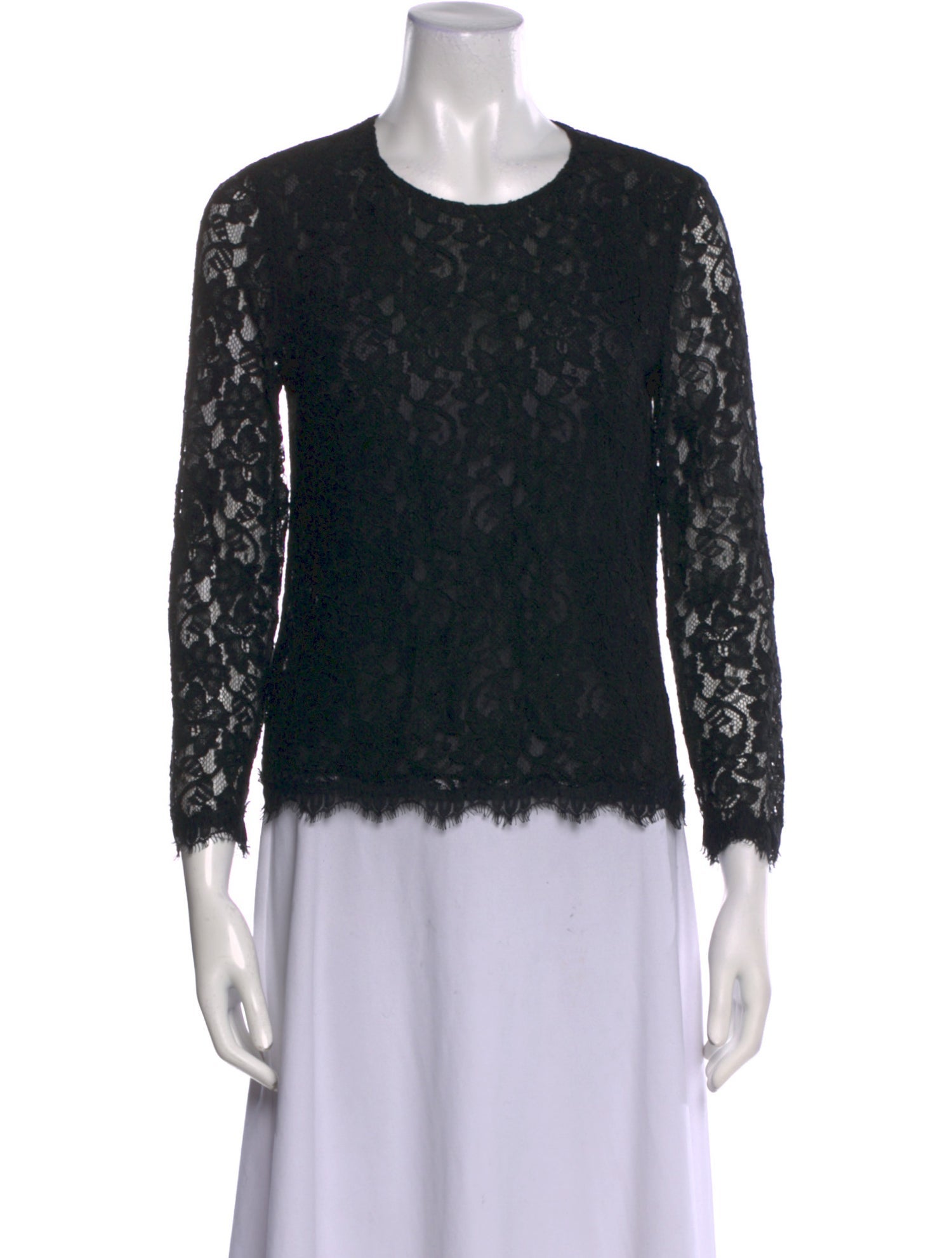 Diane von Furstenberg Lace Pattern Crew Neck Top
