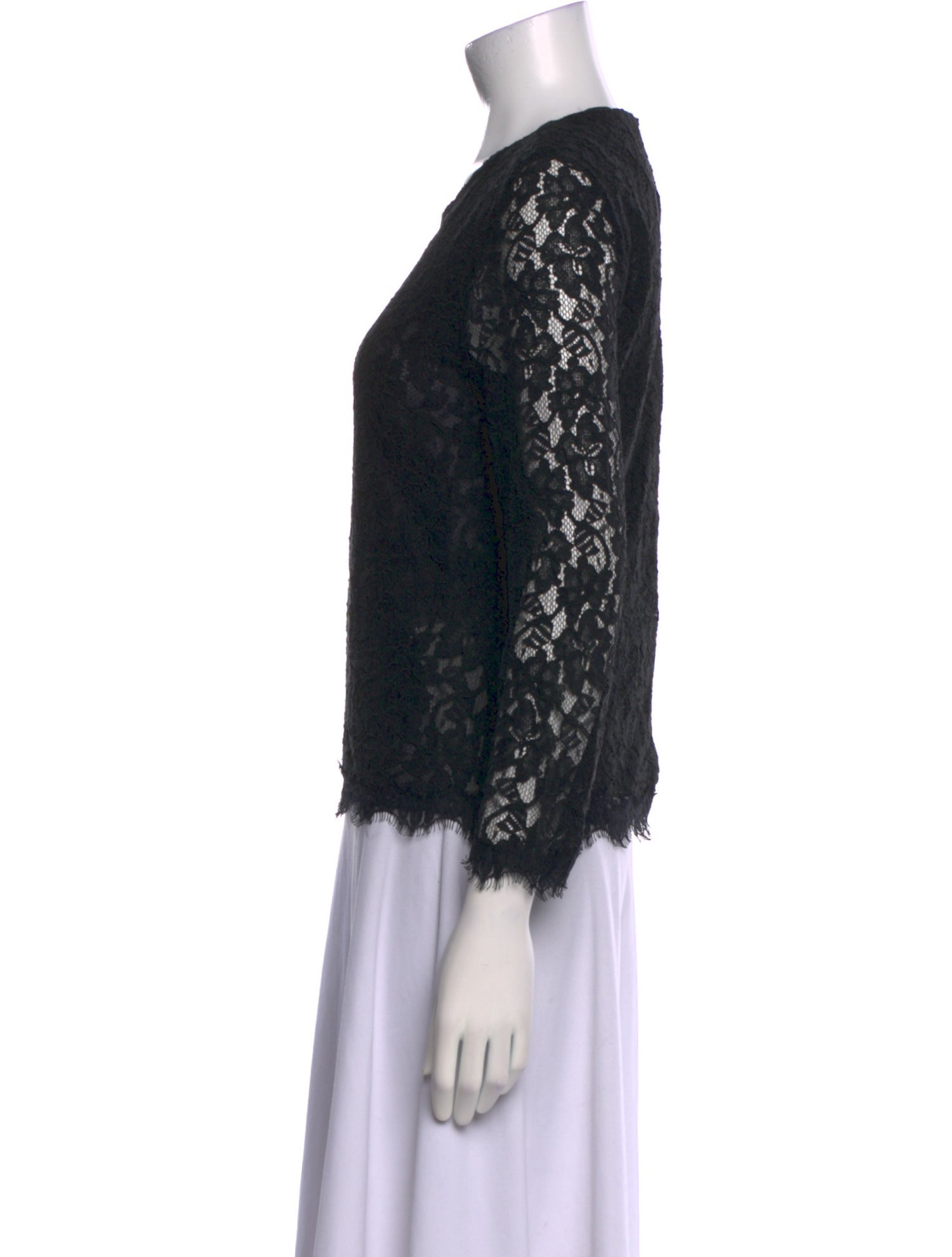 Diane von Furstenberg Lace Pattern Crew Neck Top
