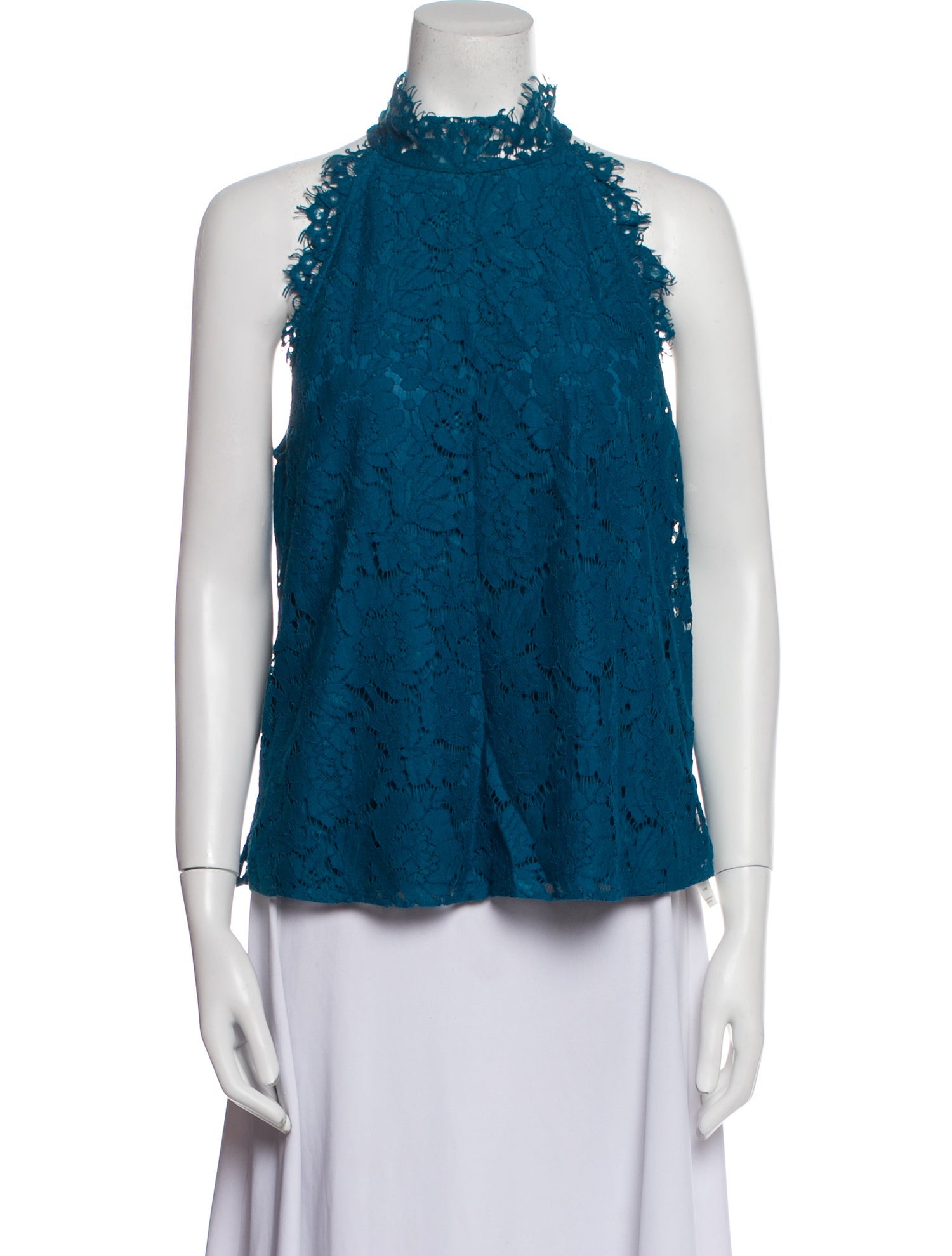 Diane von Furstenberg Lace Pattern Mock Neck Blouse