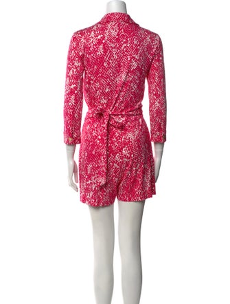 Diane von Furstenberg Printed Plunge Neckline Romper