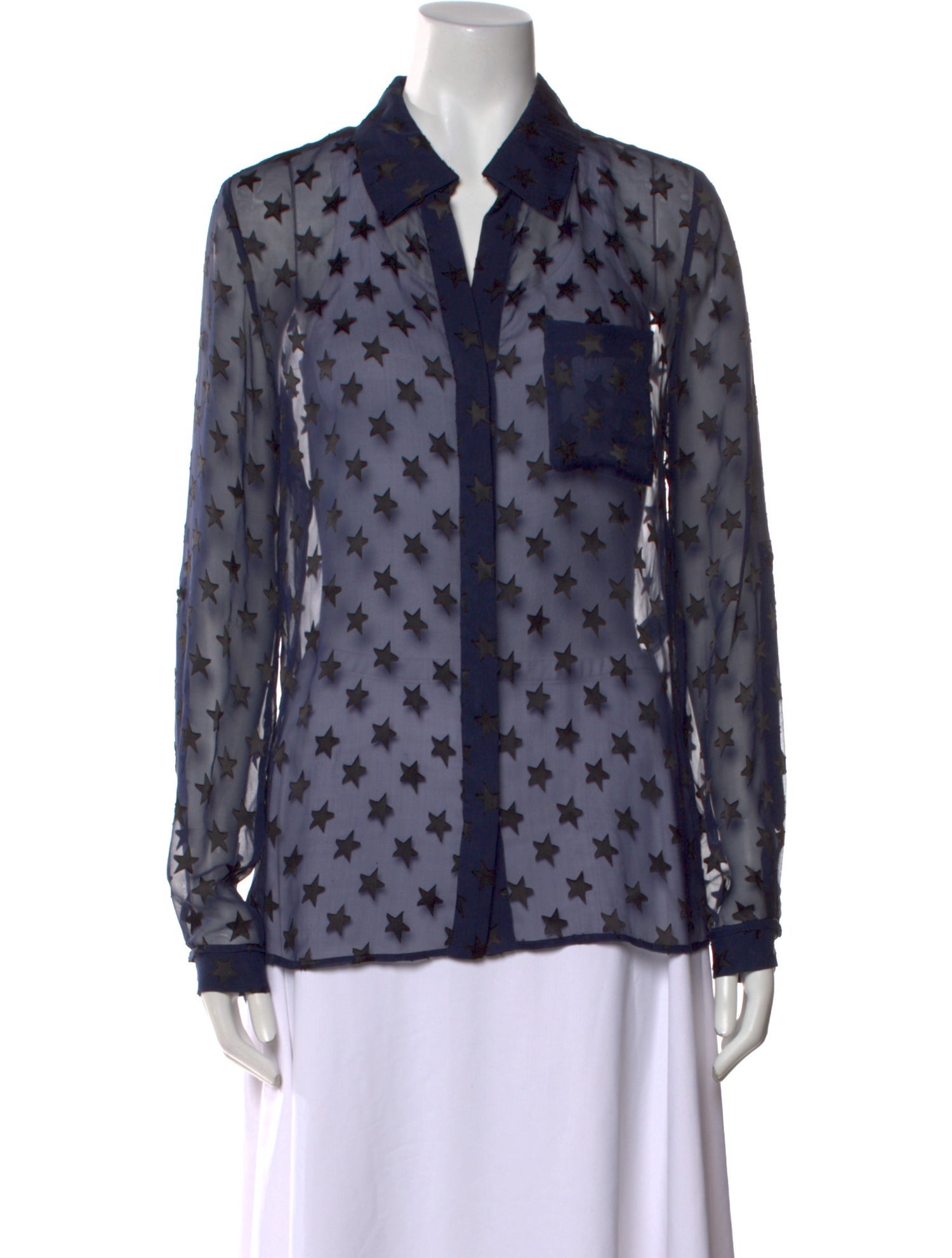 Diane von Furstenberg Lace Pattern Long Sleeve Button-Up Top