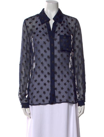 Diane von Furstenberg Lace Pattern Long Sleeve Button-Up Top
