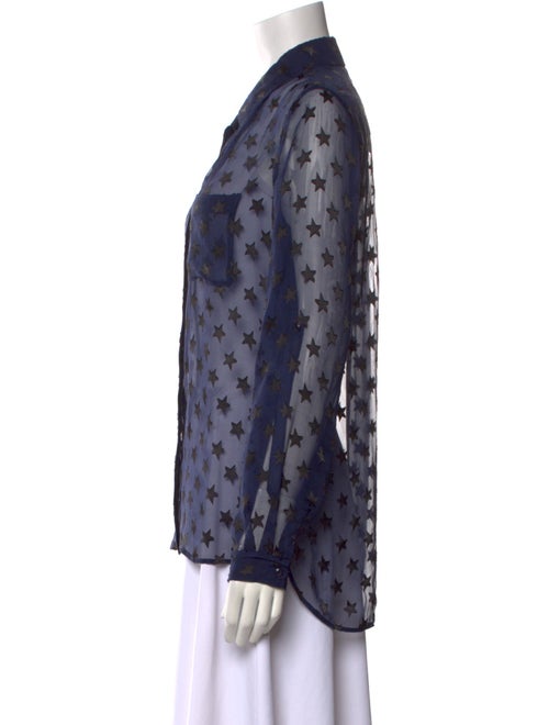 Diane von Furstenberg Lace Pattern Long Sleeve Button-Up Top