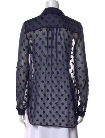 Diane von Furstenberg Lace Pattern Long Sleeve Button-Up Top
