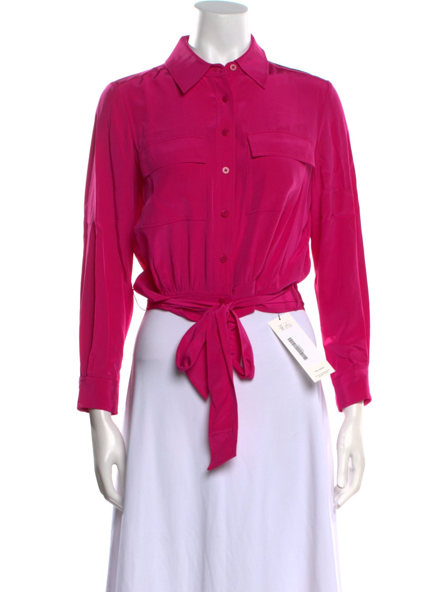 Diane von Furstenberg Silk Long Sleeve Crop Top