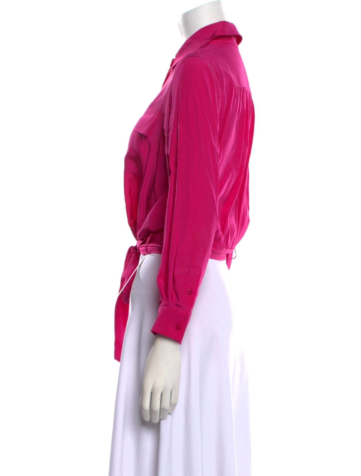 Diane von Furstenberg Silk Long Sleeve Crop Top