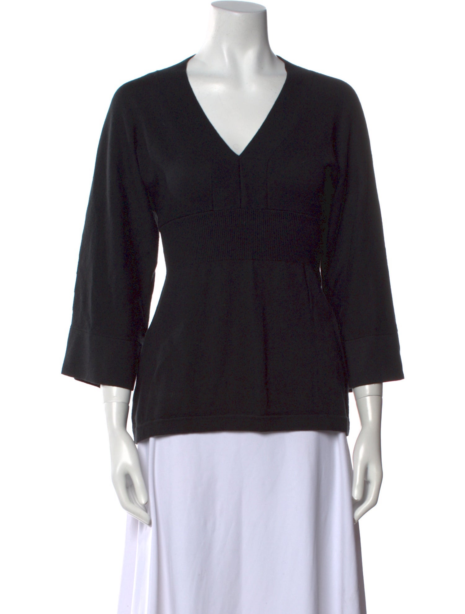 Diane von Furstenberg V-Neck Three-Quarter Sleeve Blouse