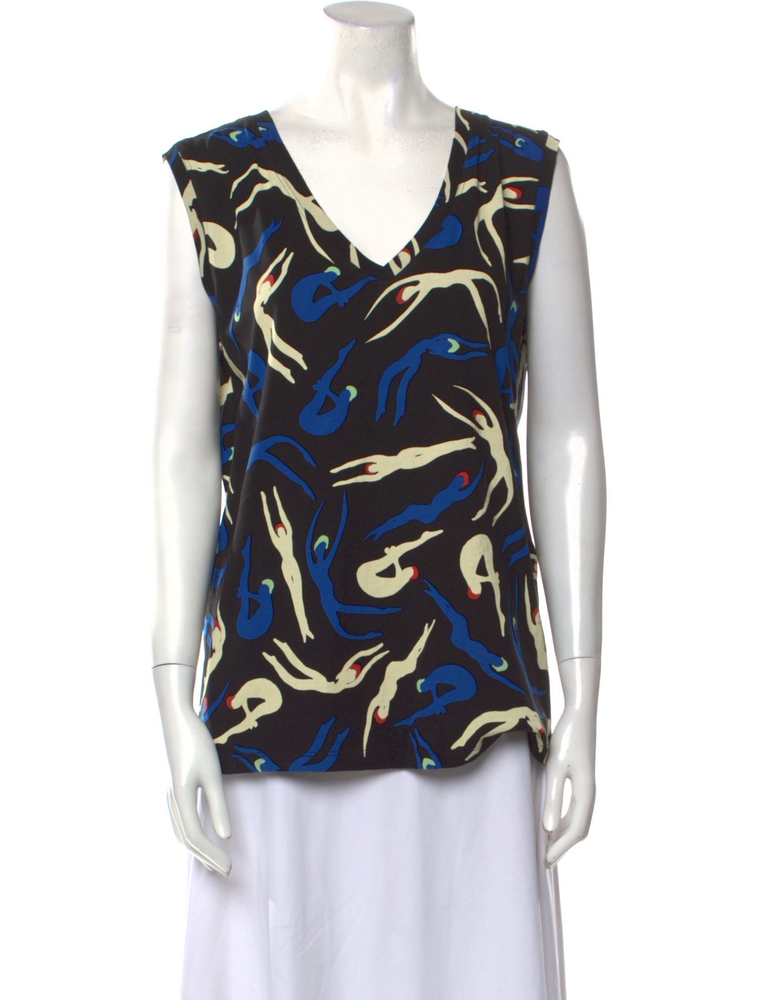 Diane von Furstenberg Printed V-Neck Blouse w/ Tags