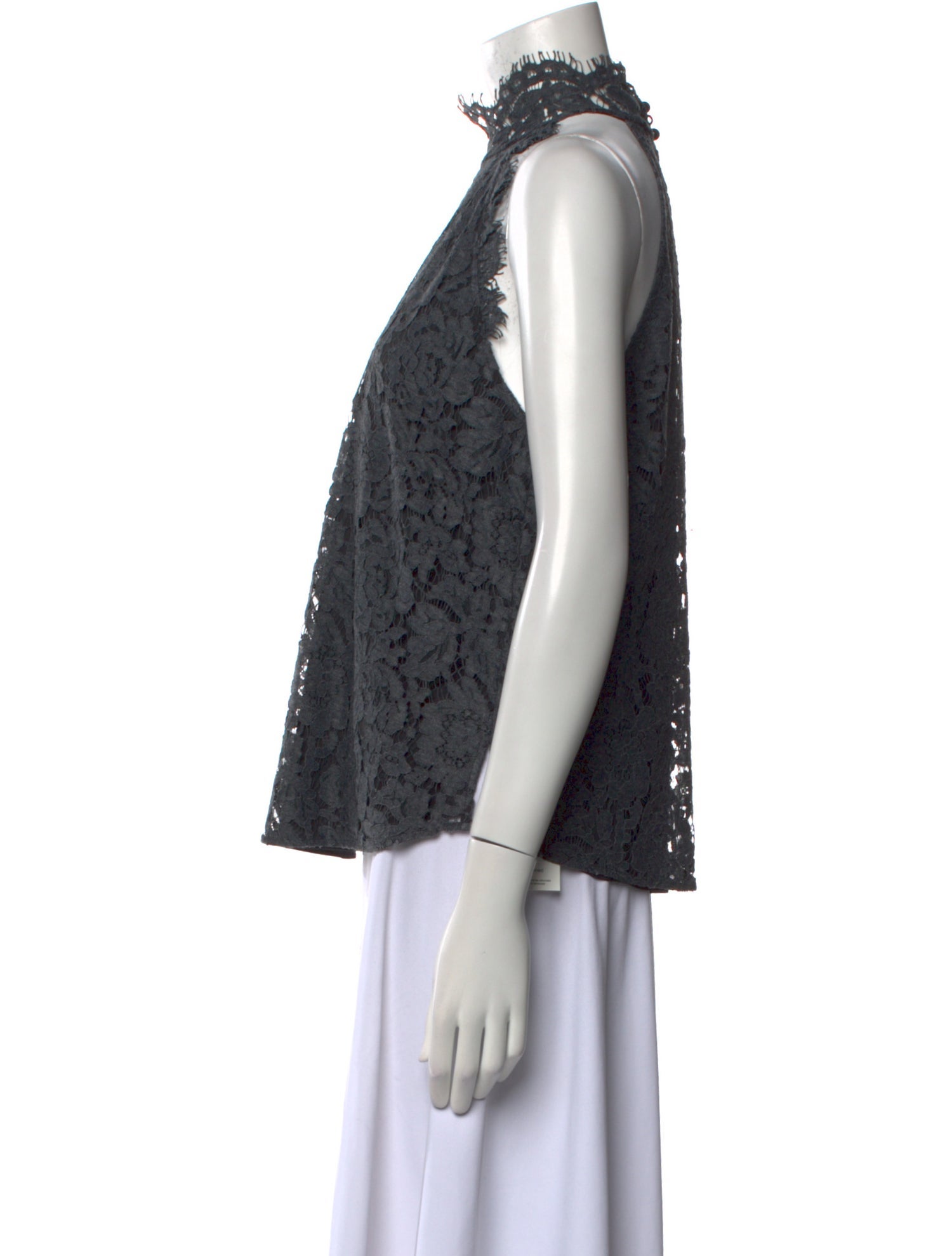 Diane von Furstenberg Lace Pattern Mock Neck Blouse