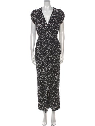 Diane von Furstenberg Printed V-Neck Jumpsuit
