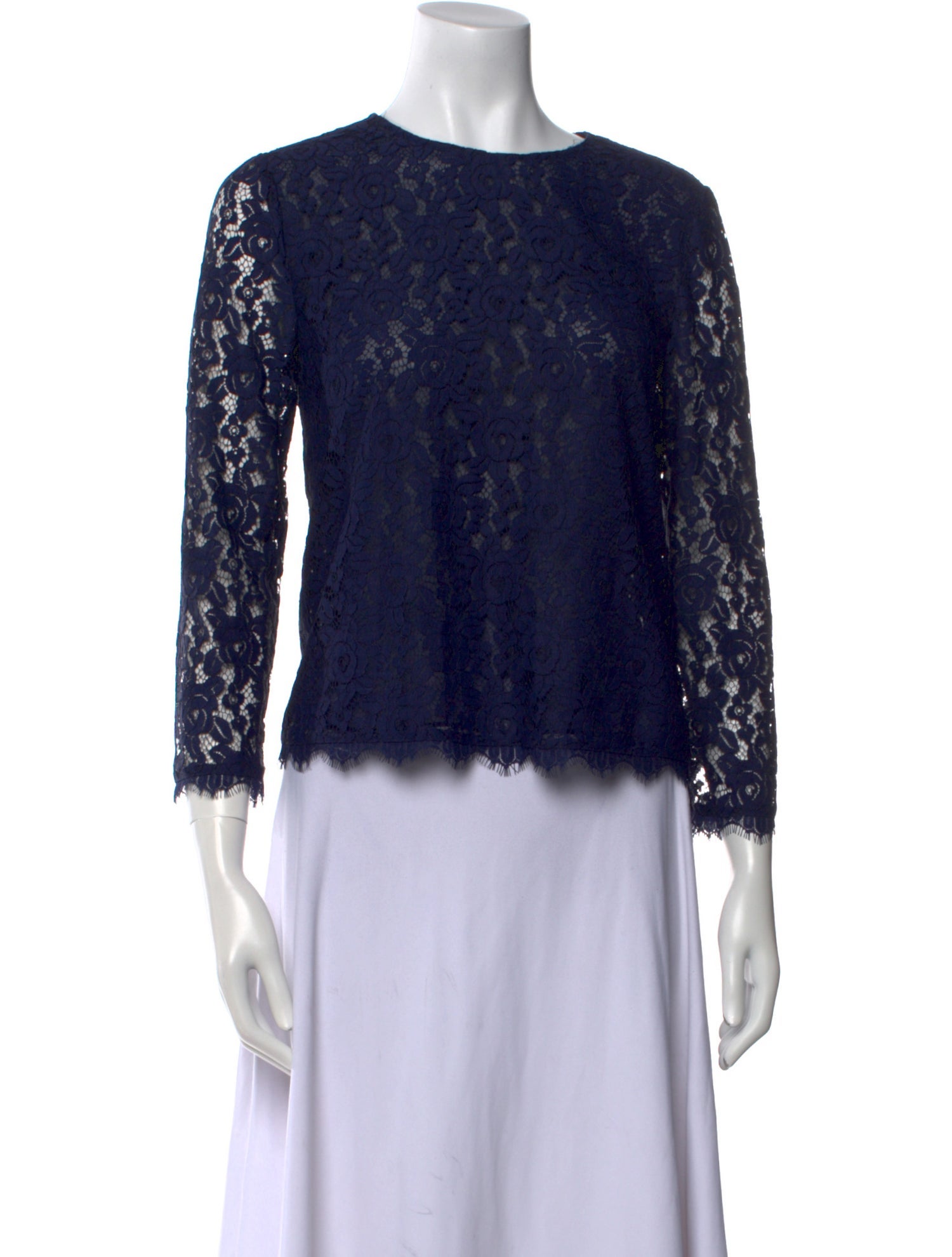 Diane von Furstenberg Lace Pattern Crew Neck Crop Top