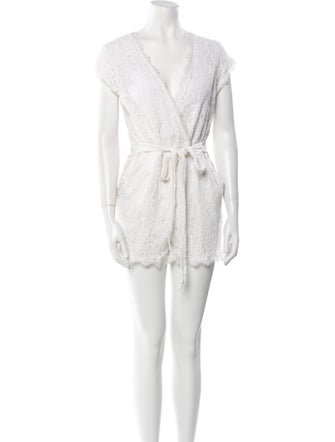 Diane von Furstenberg Lace Pattern Plunge Neckline Romper