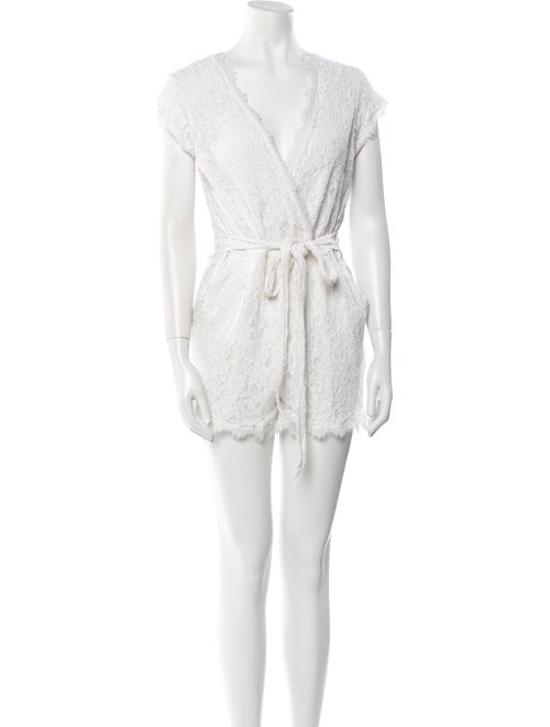 Diane von Furstenberg Lace Pattern Plunge Neckline Romper