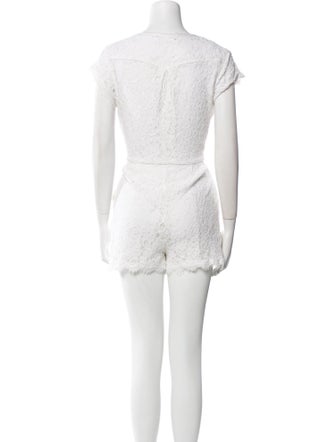 Diane von Furstenberg Lace Pattern Plunge Neckline Romper