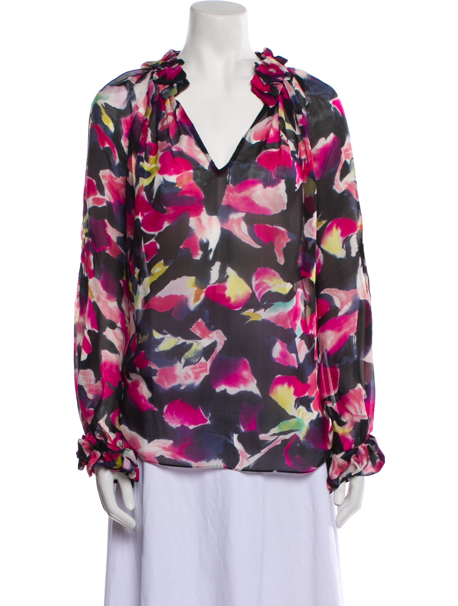 Diane von Furstenberg Silk Floral Print Blouse