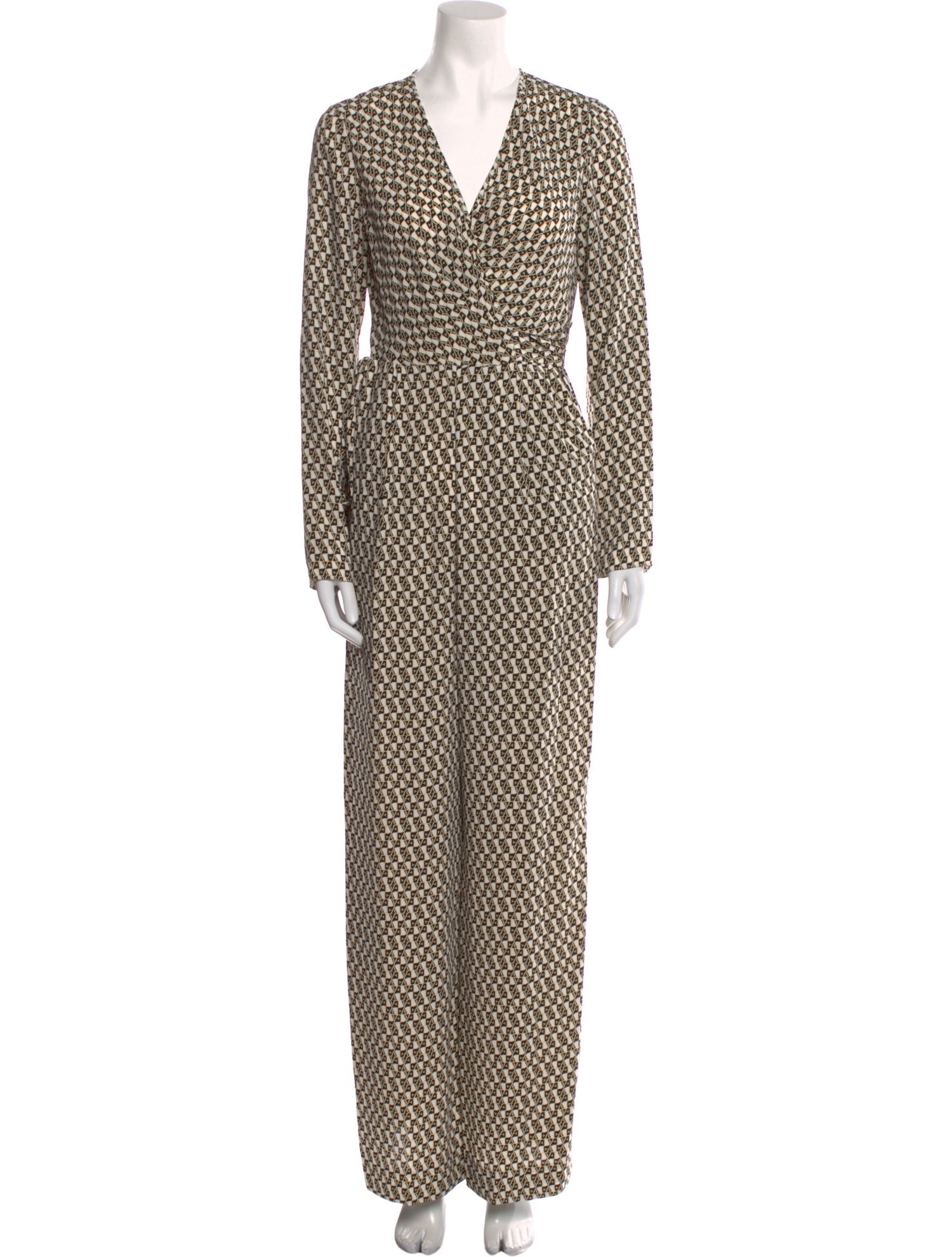 Diane von Furstenberg Printed V-Neck Jumpsuit