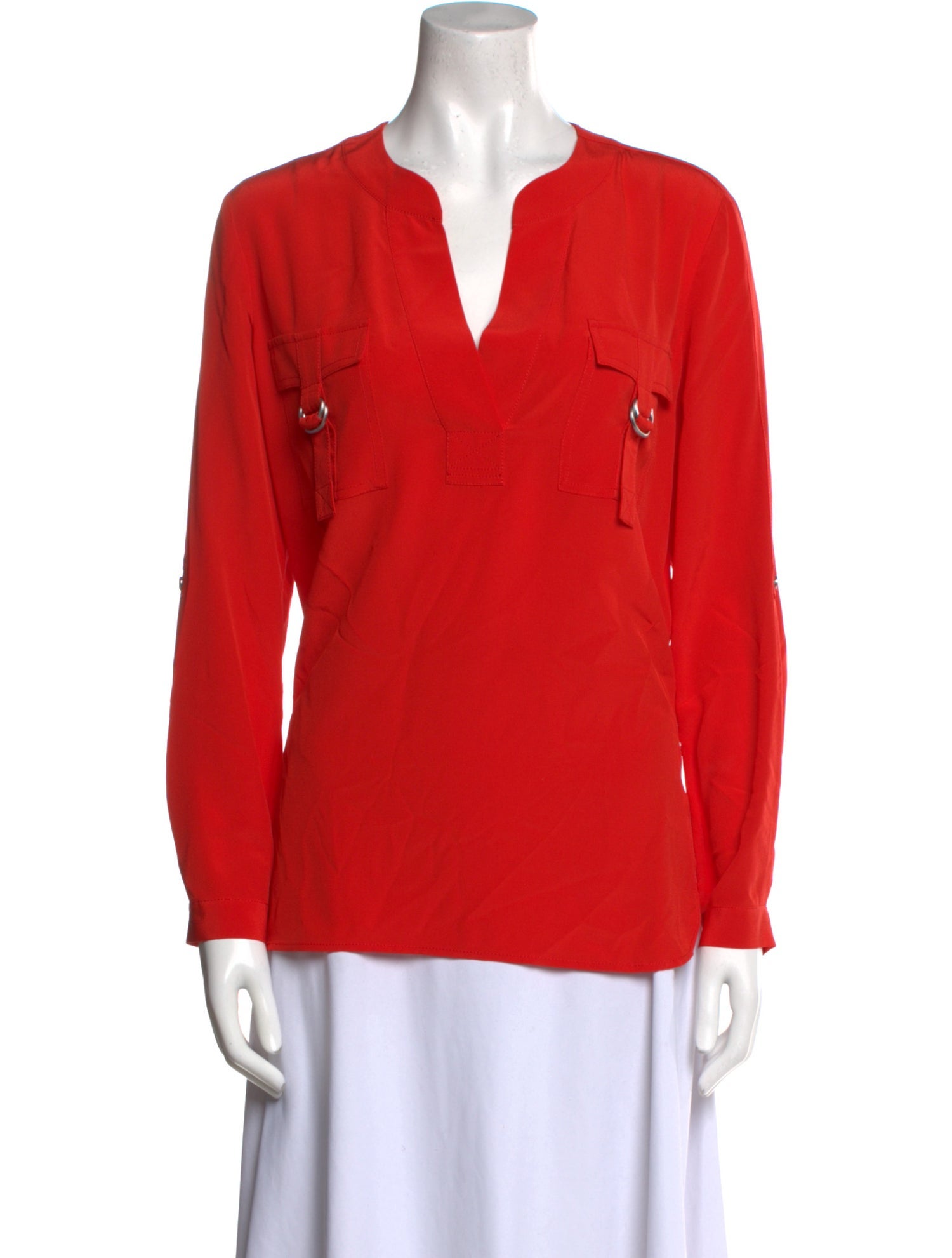 Diane von Furstenberg V-Neck Long Sleeve Blouse