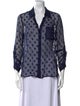 Diane von Furstenberg Lace Pattern Three-Quarter Sleeve Button-Up Top