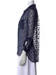 Diane von Furstenberg Lace Pattern Three-Quarter Sleeve Button-Up Top
