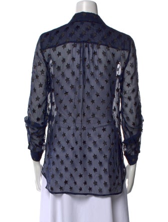 Diane von Furstenberg Lace Pattern Three-Quarter Sleeve Button-Up Top
