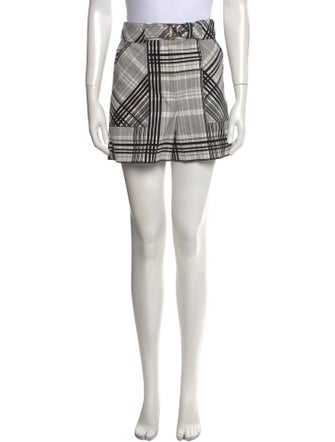 Diane von Furstenberg Plaid Print Mini Shorts