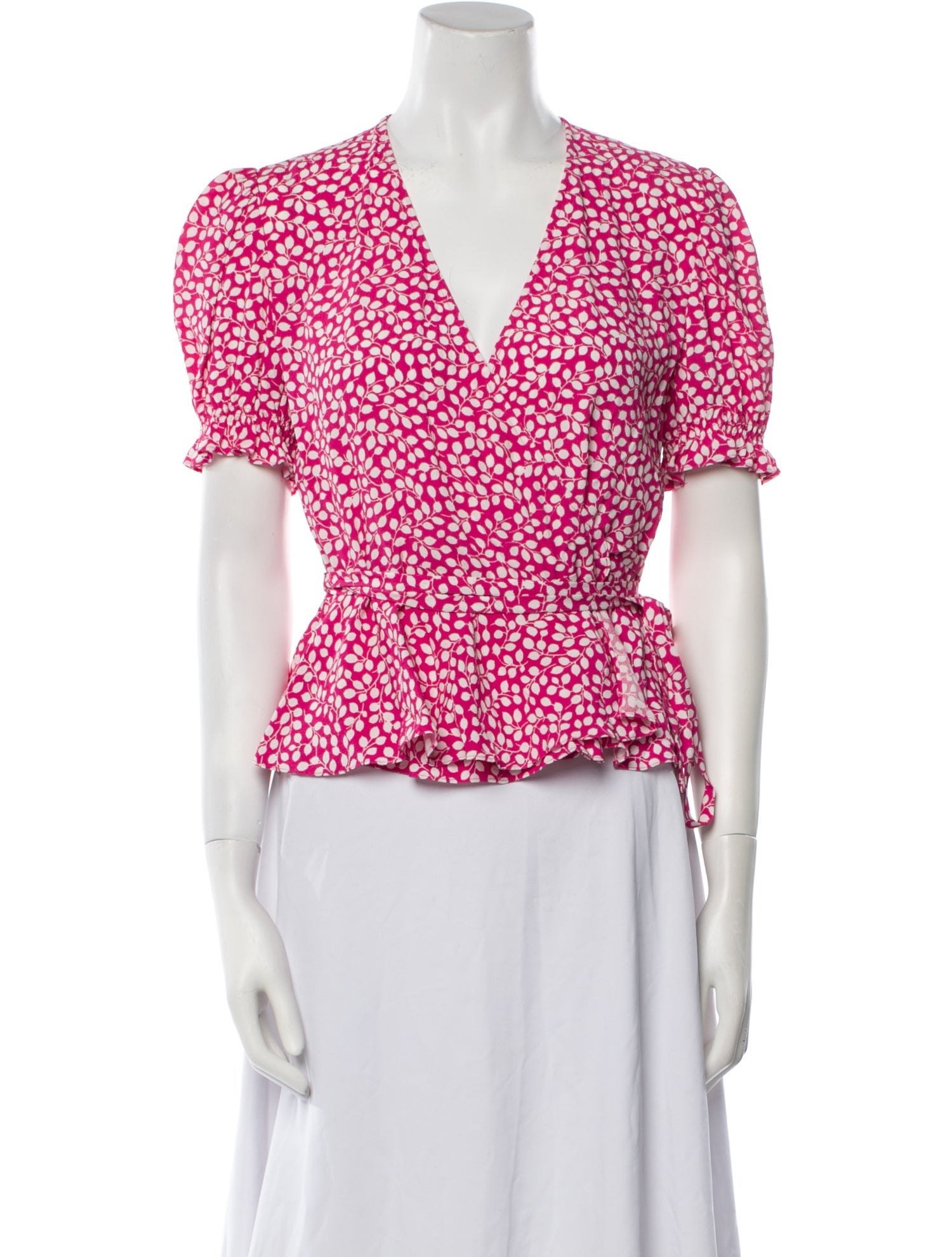 Diane von Furstenberg Floral Print V-Neck Blouse