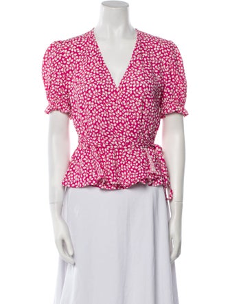 Diane von Furstenberg Floral Print V-Neck Blouse