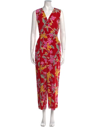 Diane von Furstenberg Silk Floral Print Jumpsuit