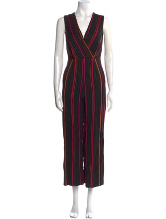 Diane von Furstenberg Striped V-Neck Jumpsuit