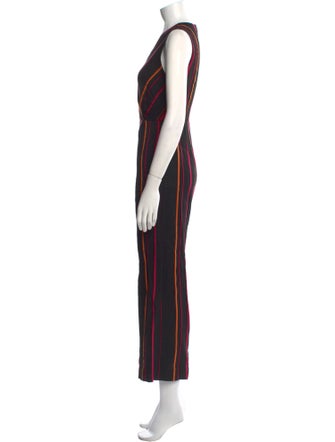Diane von Furstenberg Striped V-Neck Jumpsuit