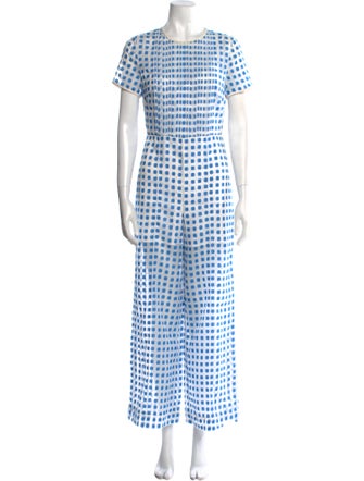 Diane von Furstenberg Plaid Print Scoop Neck Jumpsuit