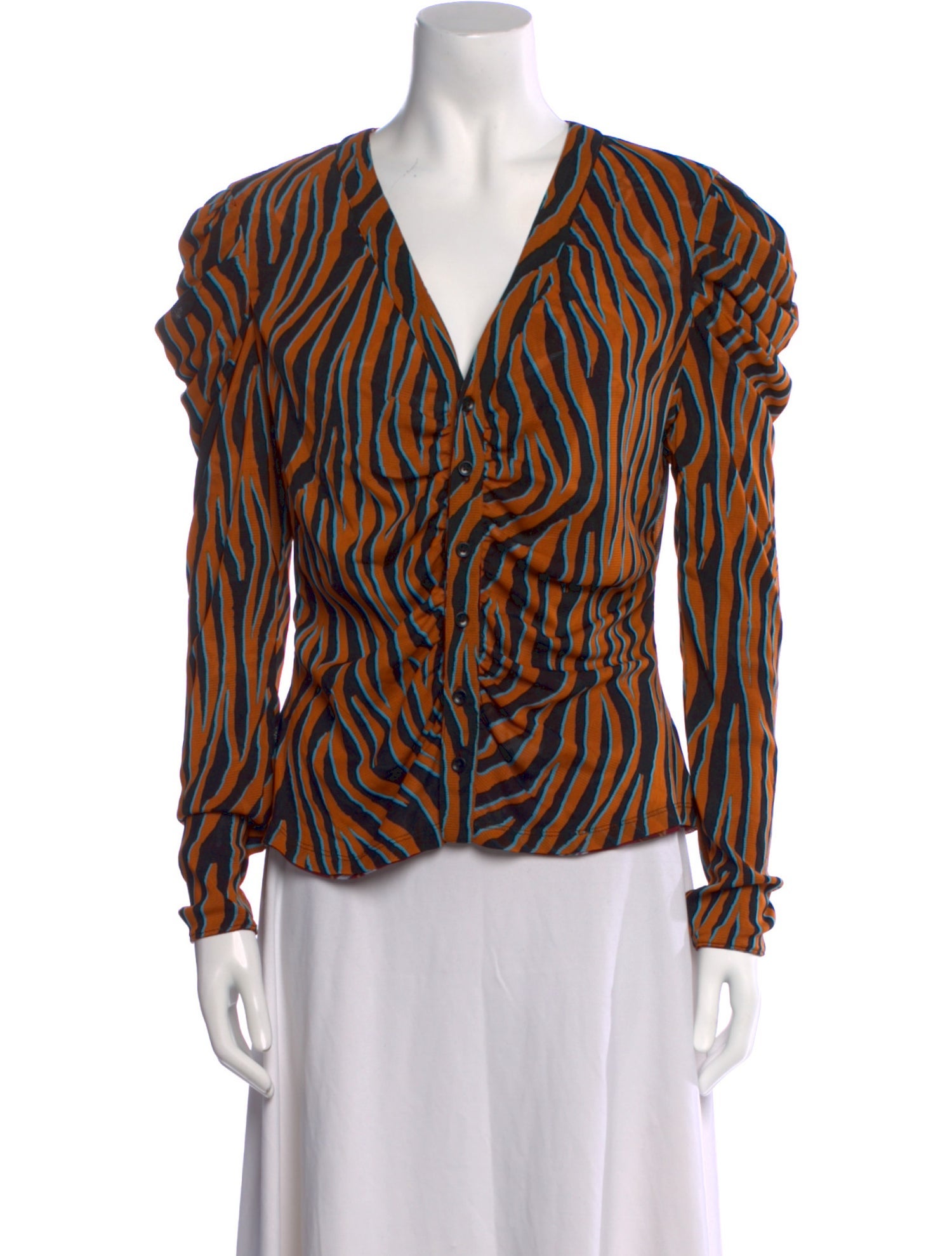 Diane von Furstenberg Animal Print V-Neck Blouse