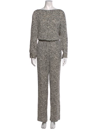 Diane von Furstenberg Silk Polka Dot Print Jumpsuit