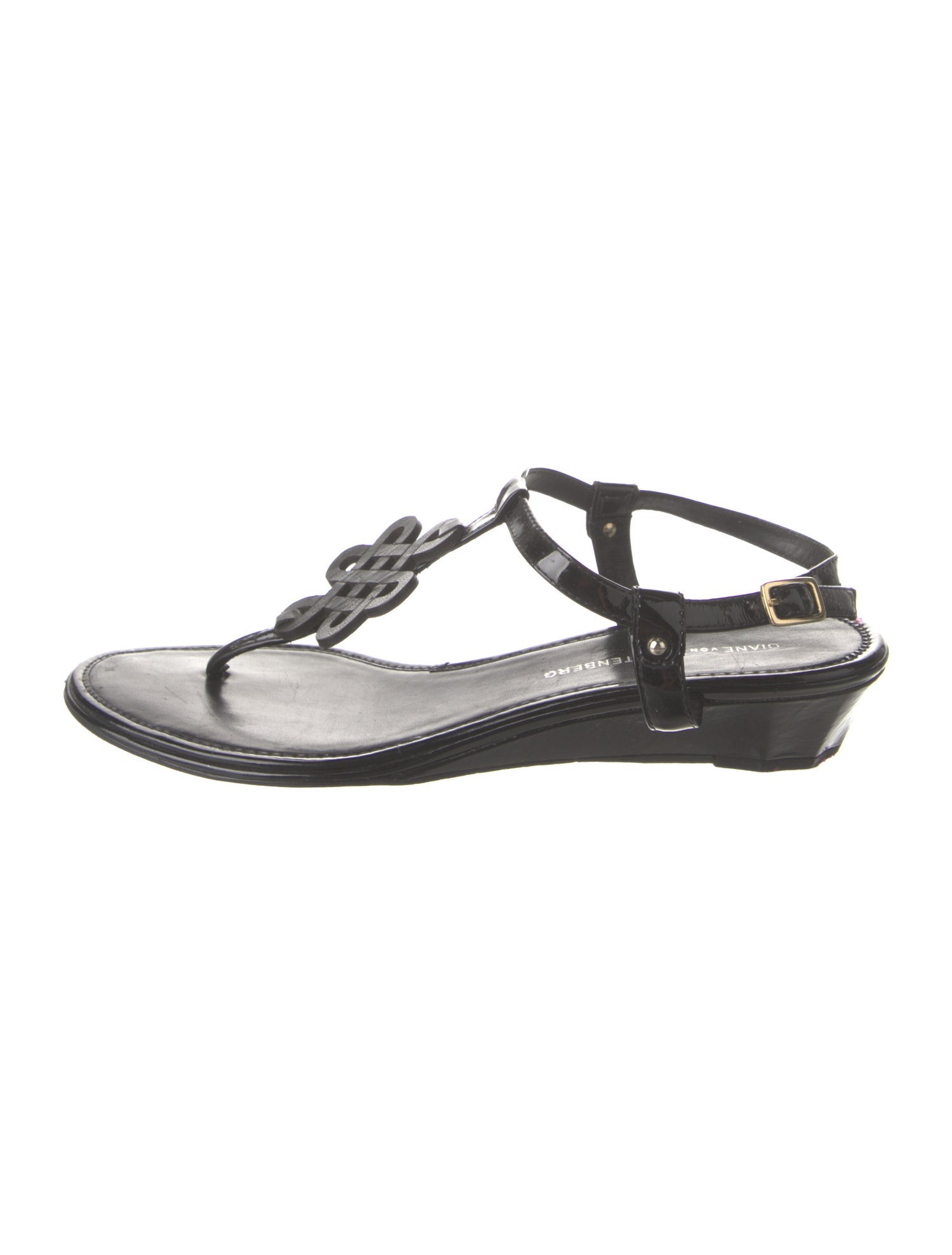 Diane von Furstenberg Patent Leather T-Strap Sandals