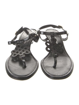 Diane von Furstenberg Patent Leather T-Strap Sandals