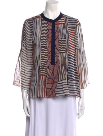 Diane von Furstenberg Silk Striped Button-Up Top