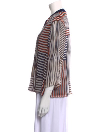 Diane von Furstenberg Silk Striped Button-Up Top