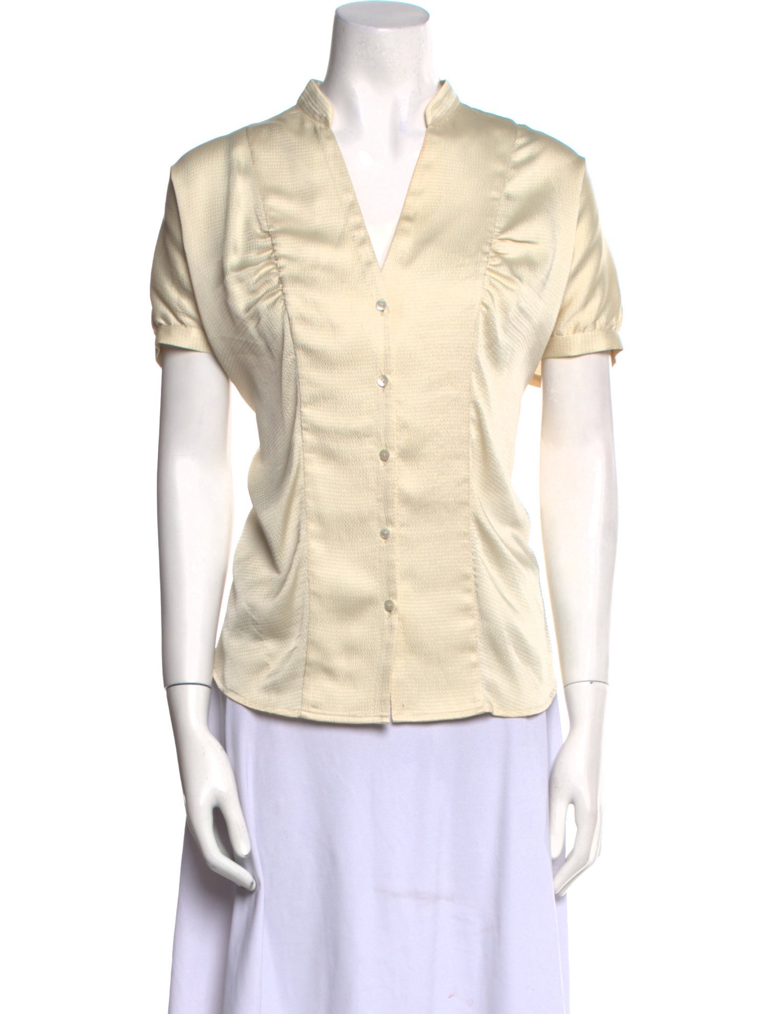 Diane von Furstenberg V-Neck Short Sleeve Button-Up Top